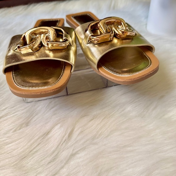 Charly Women’s Gold Chain Slide Sandals Size 37 - Picture 11 of 12